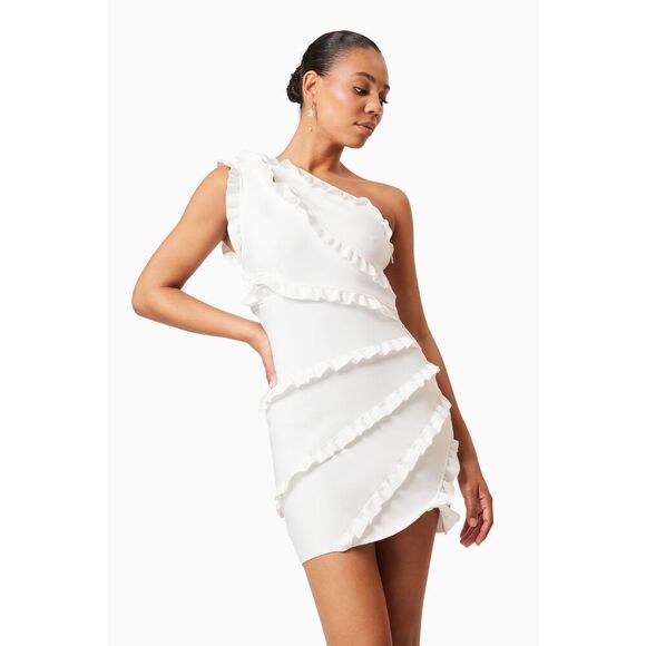Elliatt Kimberly Frill Mini Dress White Dress White Party Cocktail size S NWT - Picture 1 of 7